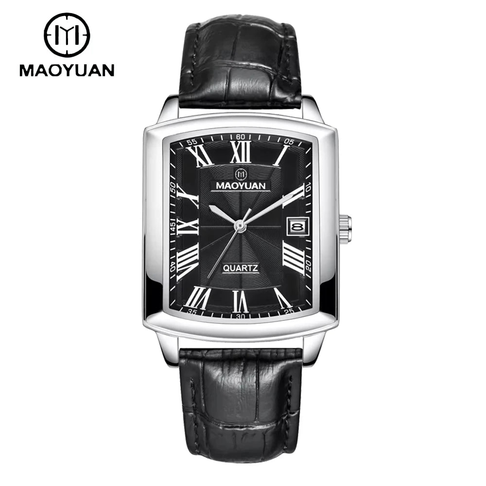MAOYUAN New Square European and American Casual Leather Quartz Watch Waterproof Sports Calendar Roman Digital watches for man