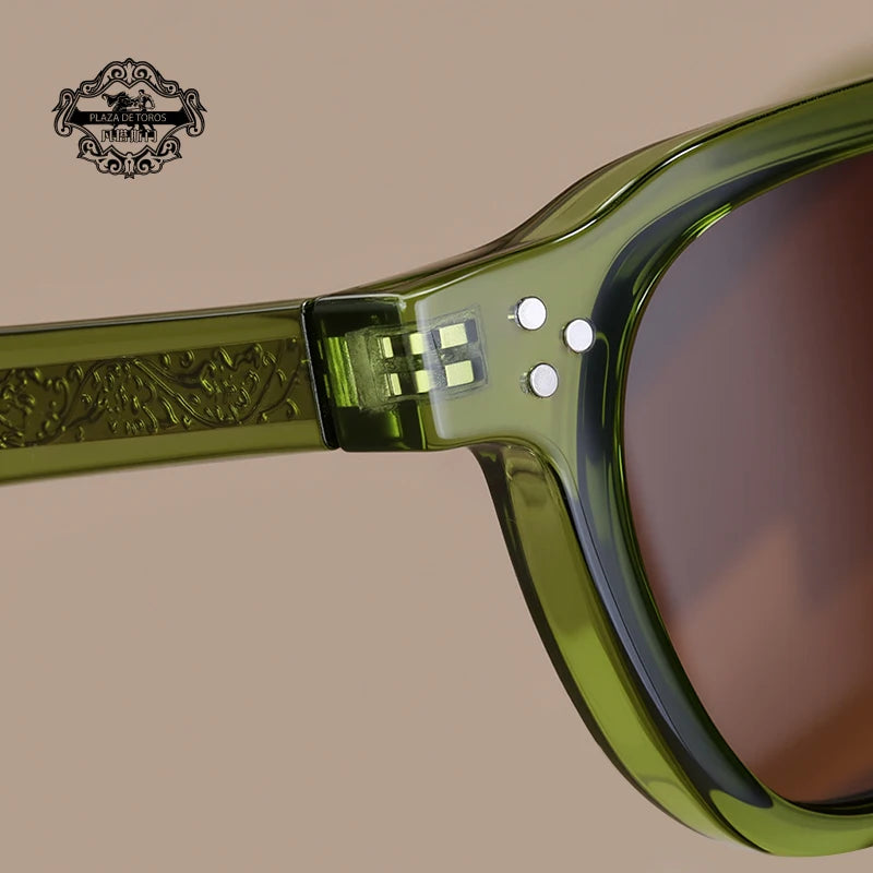 Classics Rivets Style Retro Sun Glasses for Women TR90 Frame Polygon Polarized Sunglasses UV400 Male Black Green 2025 Summer