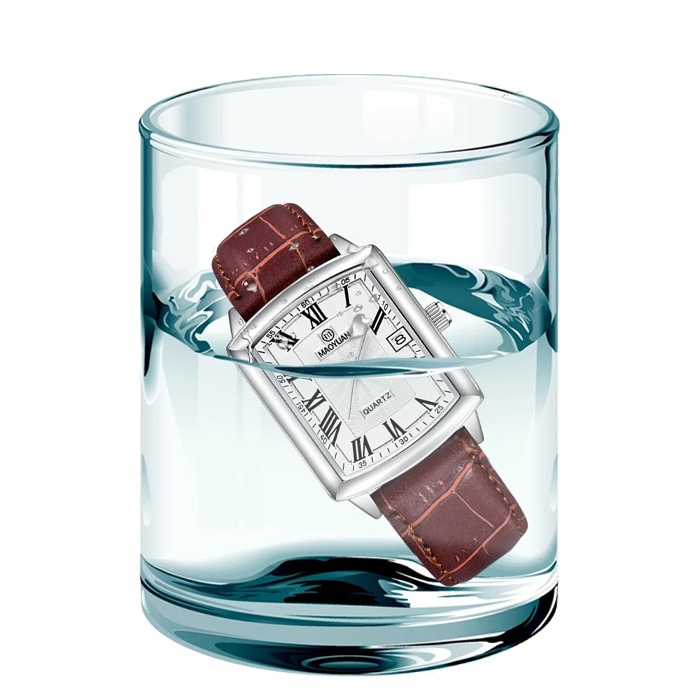 MAOYUAN New Square European and American Casual Leather Quartz Watch Waterproof Sports Calendar Roman Digital watches for man