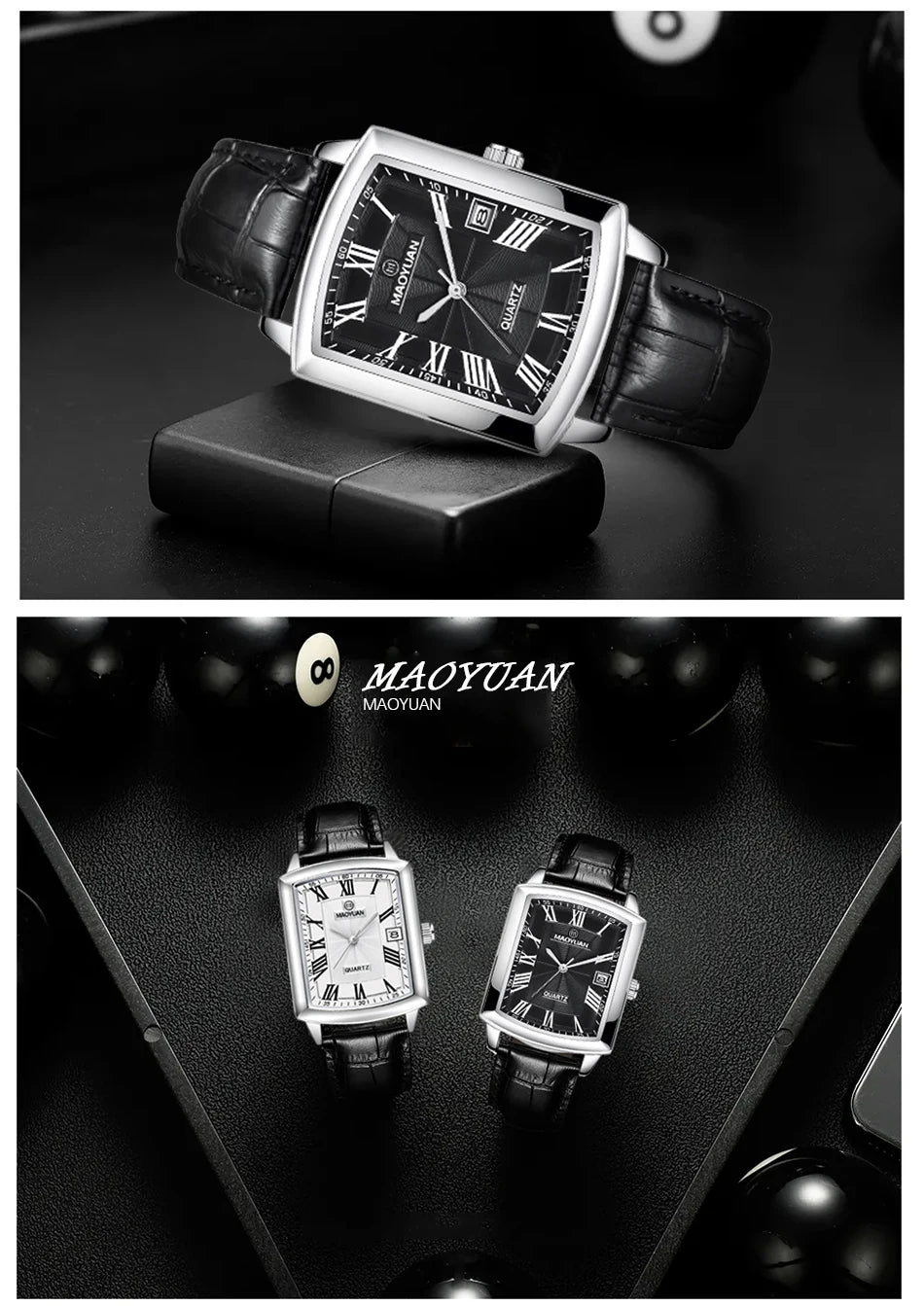 MAOYUAN New Square European and American Casual Leather Quartz Watch Waterproof Sports Calendar Roman Digital watches for man
