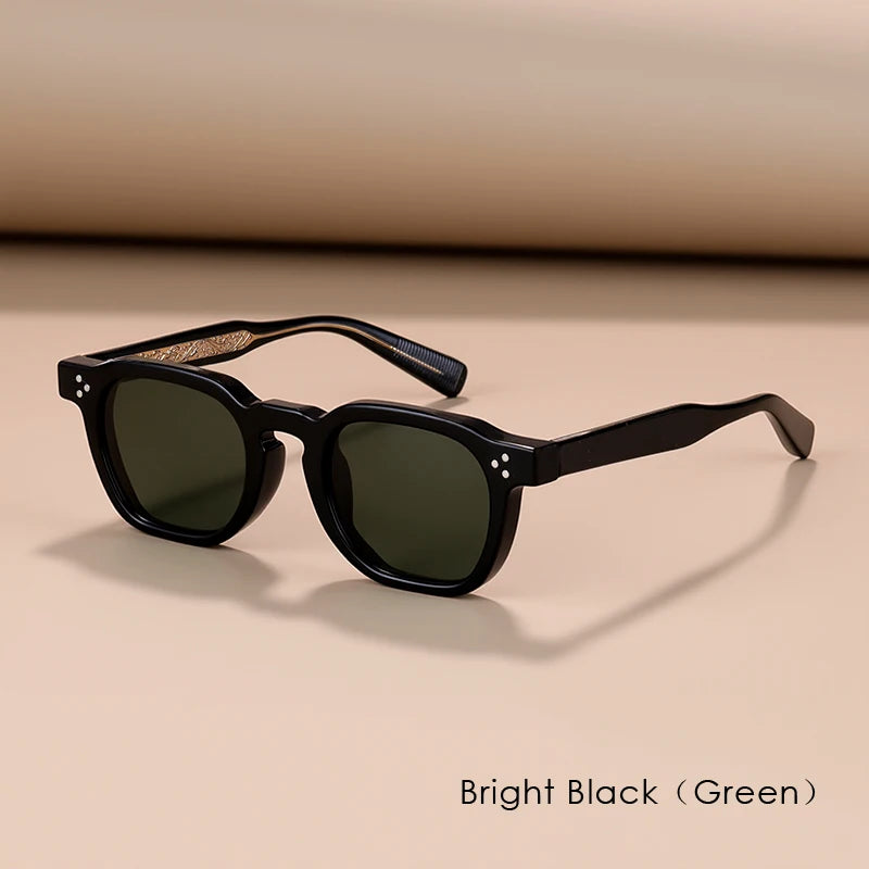 Classics Rivets Style Retro Sun Glasses for Women TR90 Frame Polygon Polarized Sunglasses UV400 Male Black Green 2025 Summer