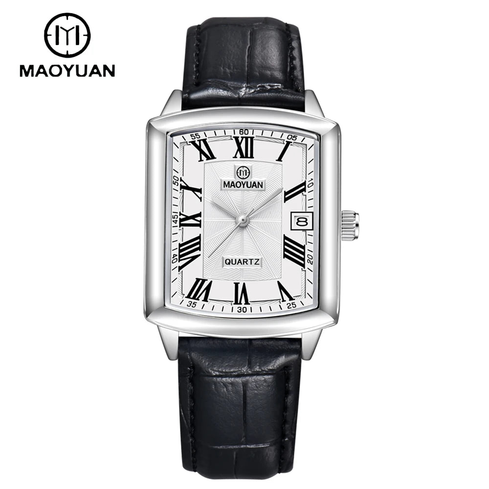 MAOYUAN New Square European and American Casual Leather Quartz Watch Waterproof Sports Calendar Roman Digital watches for man