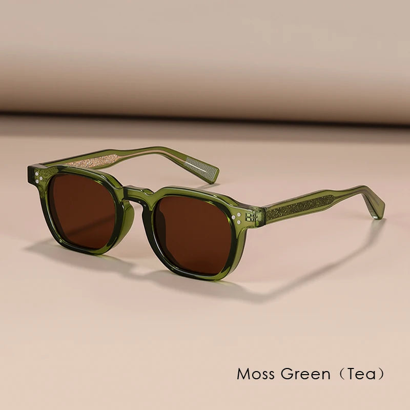 Classics Rivets Style Retro Sun Glasses for Women TR90 Frame Polygon Polarized Sunglasses UV400 Male Black Green 2025 Summer
