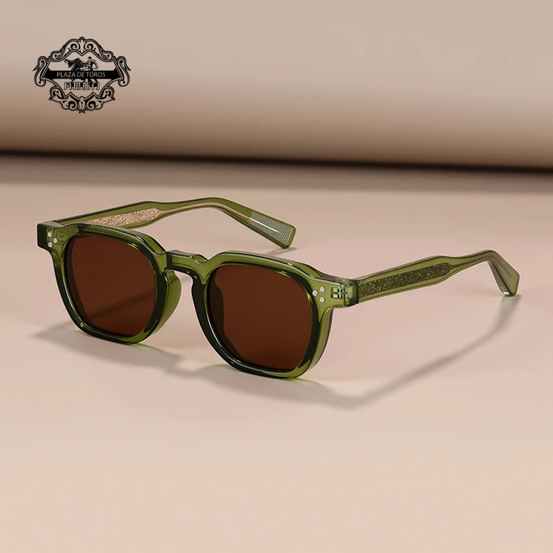 Classics Rivets Style Retro Sun Glasses for Women TR90 Frame Polygon Polarized Sunglasses UV400 Male Black Green 2025 Summer