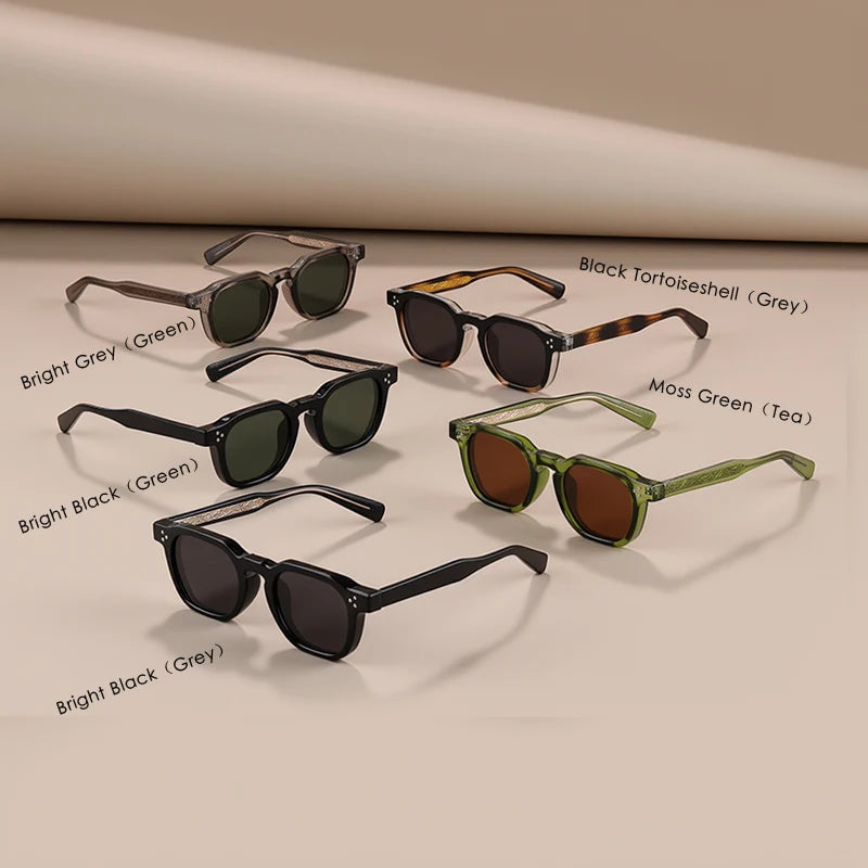 Classics Rivets Style Retro Sun Glasses for Women TR90 Frame Polygon Polarized Sunglasses UV400 Male Black Green 2025 Summer