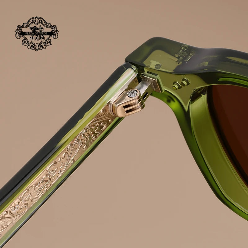 Classics Rivets Style Retro Sun Glasses for Women TR90 Frame Polygon Polarized Sunglasses UV400 Male Black Green 2025 Summer